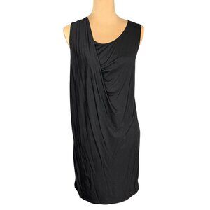 VINCE Sleeveless Asymmetrical Mini Dress Sz.M Black Draped Neck Minimalist